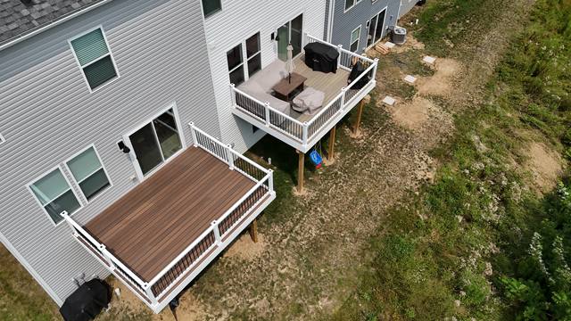 Two Trex decks built side by side in a Harmony Jackson Township townhome development
